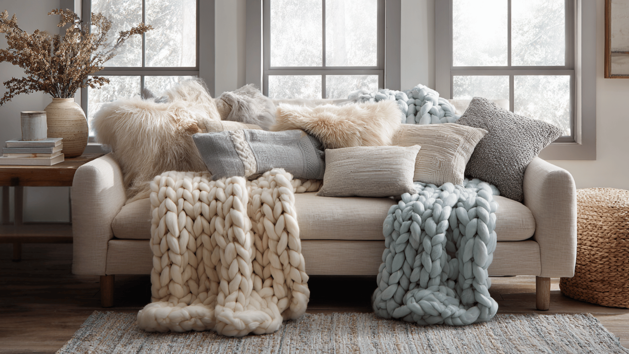 add cozy throw blankets