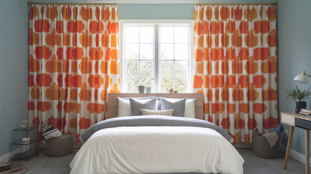 add patterned curtains