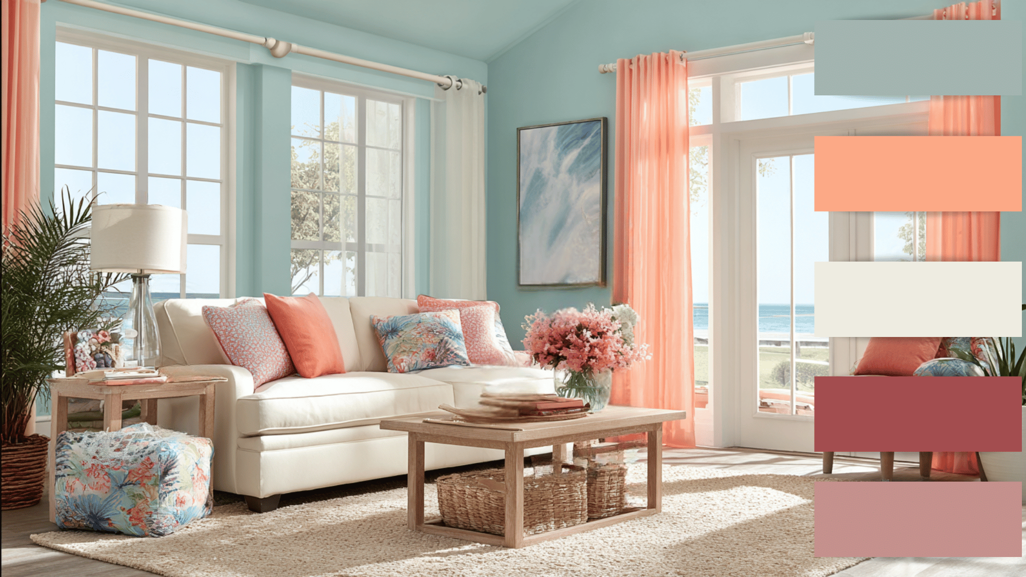 aqua blue coral pink sand