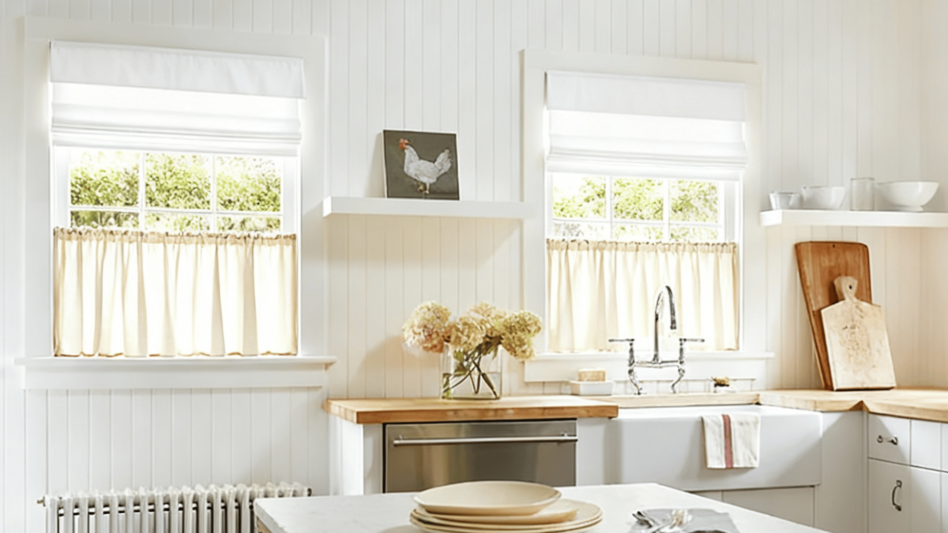 aventura roman shades in kitchen