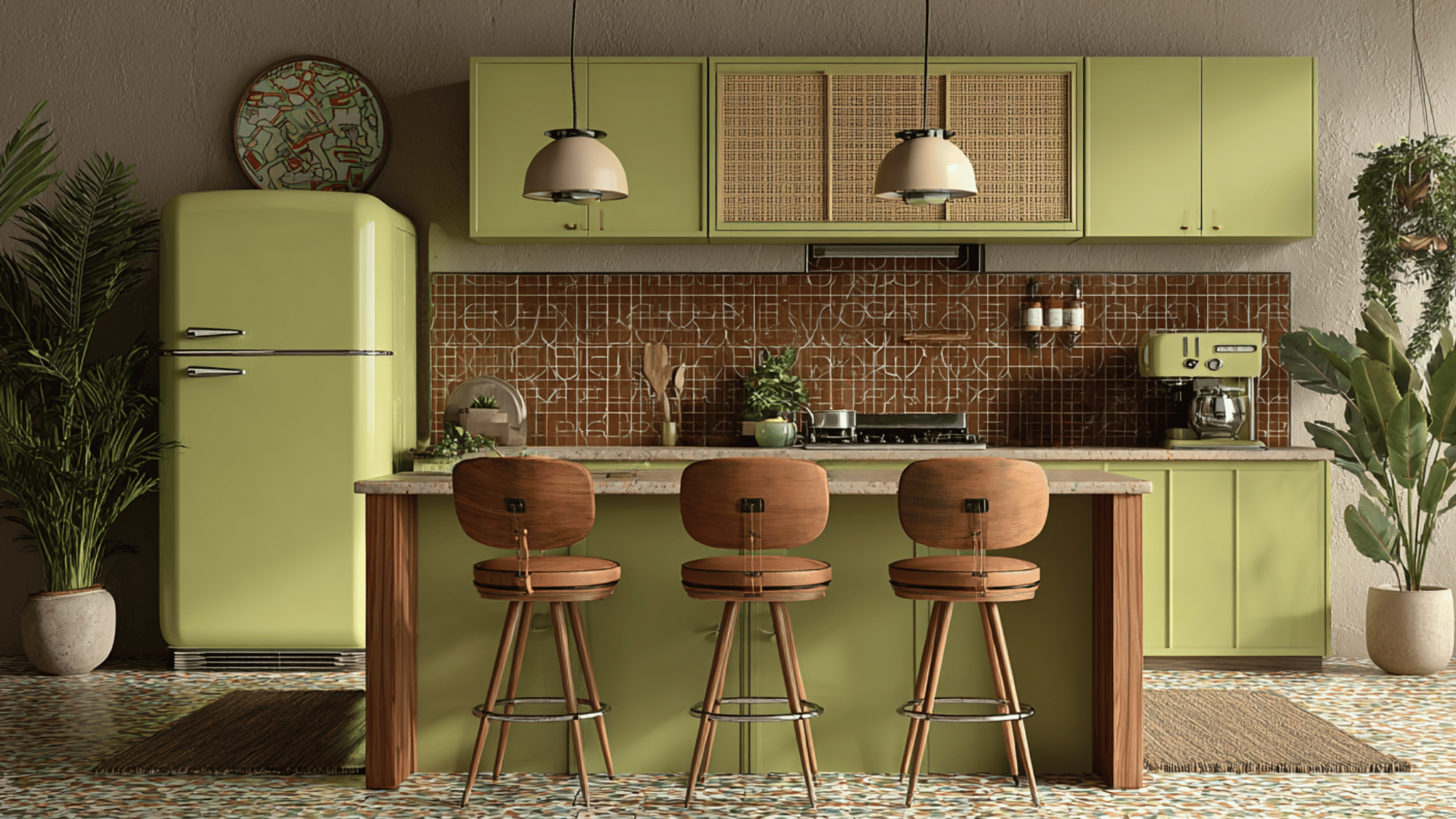 avocado green and brown