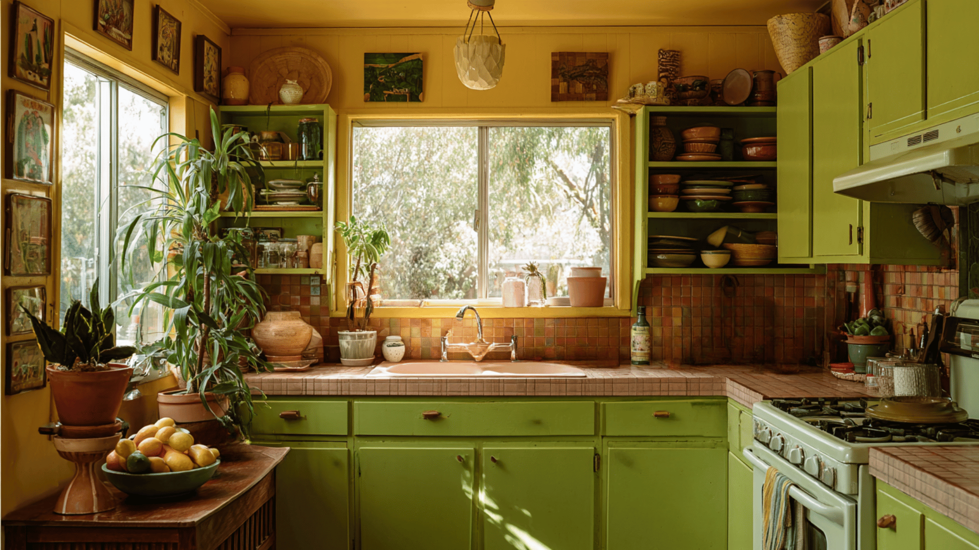 avocado green and ochre