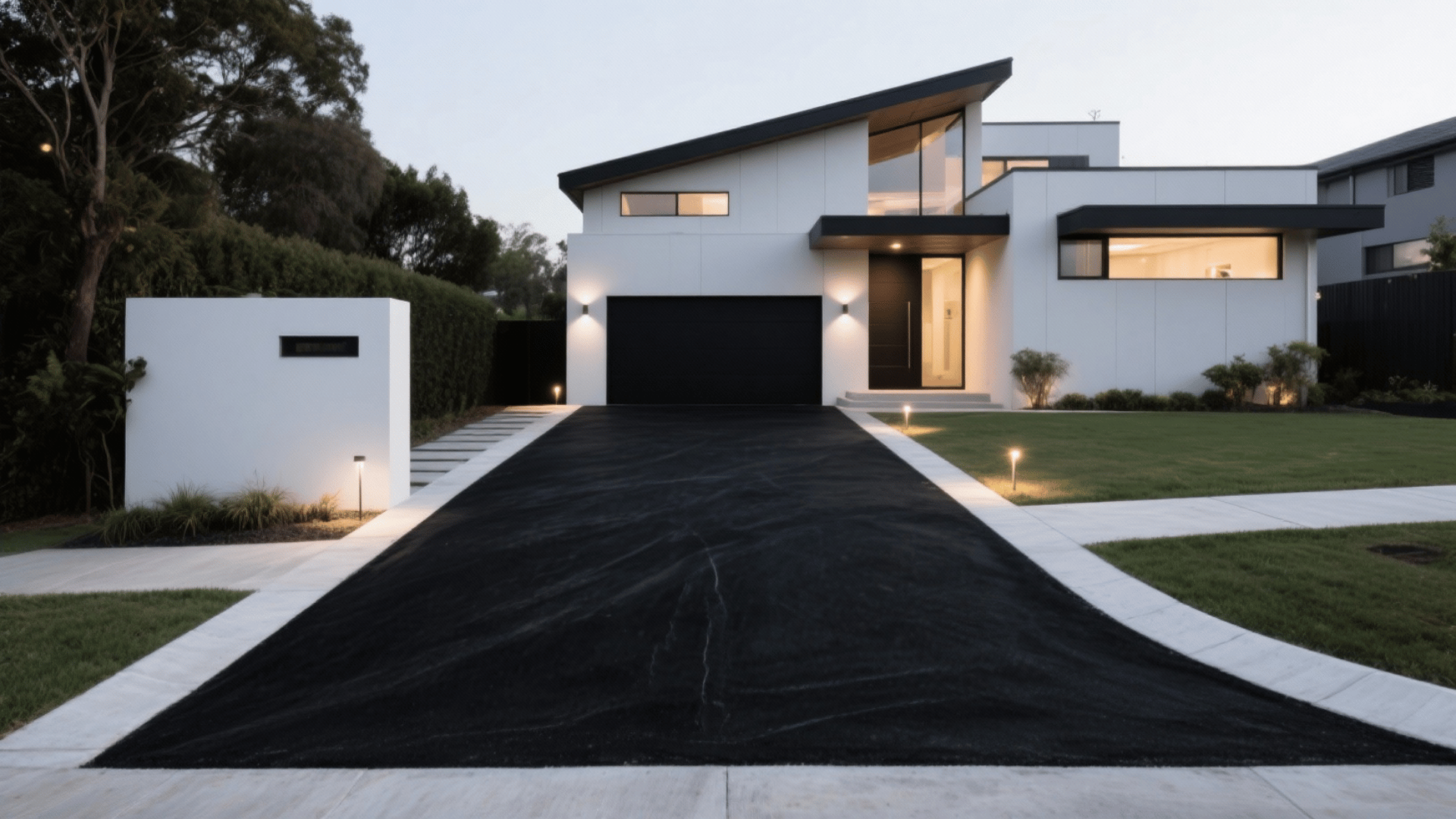 black asphalt white edging