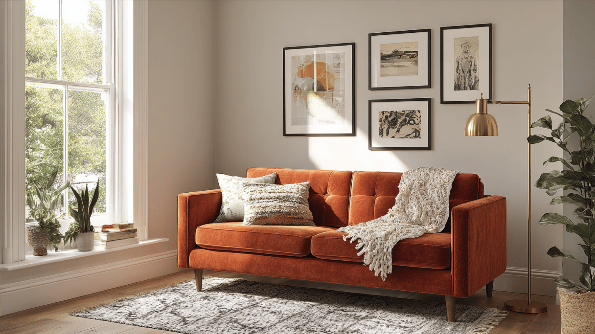 burnt orange and cream