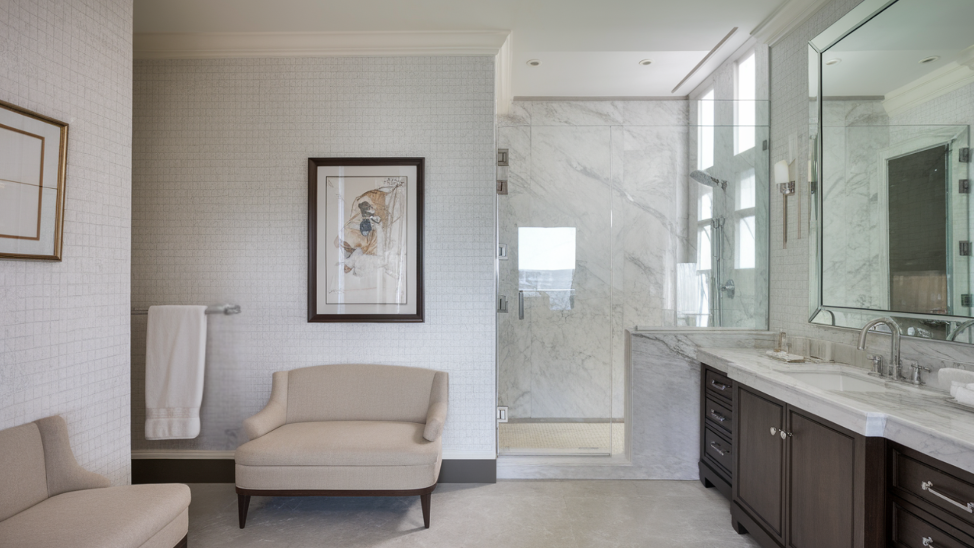 chrome and glass fixtures