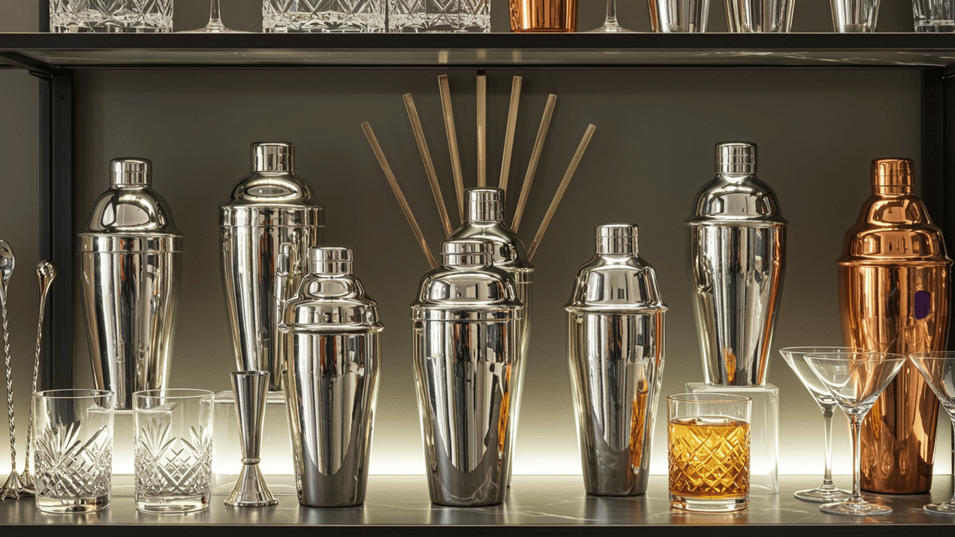 cocktail shaker collection display