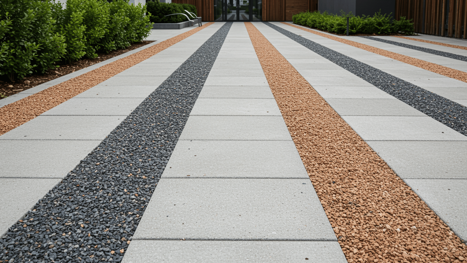 concrete strips gravel infill