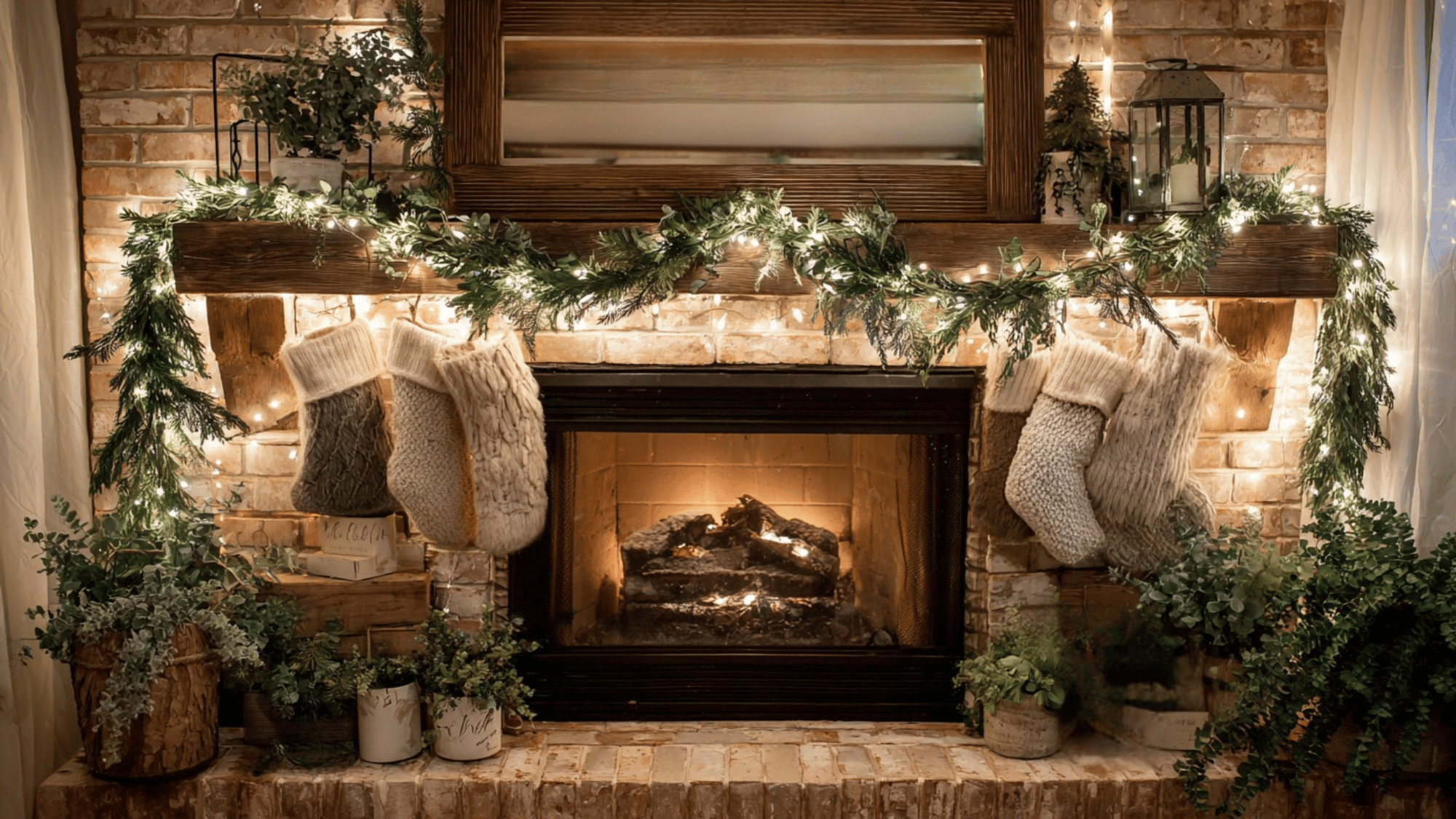 cozy fireplace mantel display