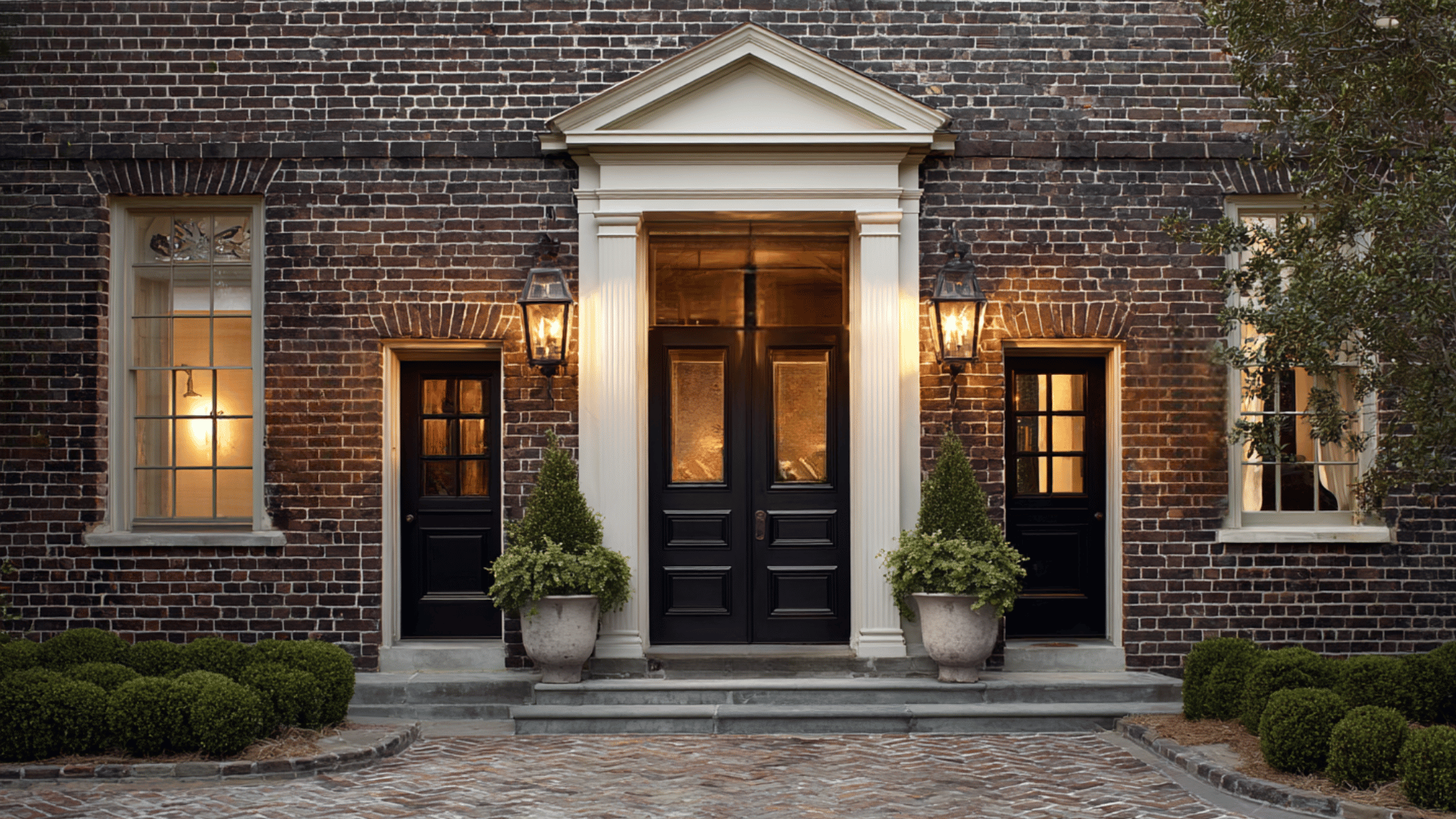 dark brick white paint trim