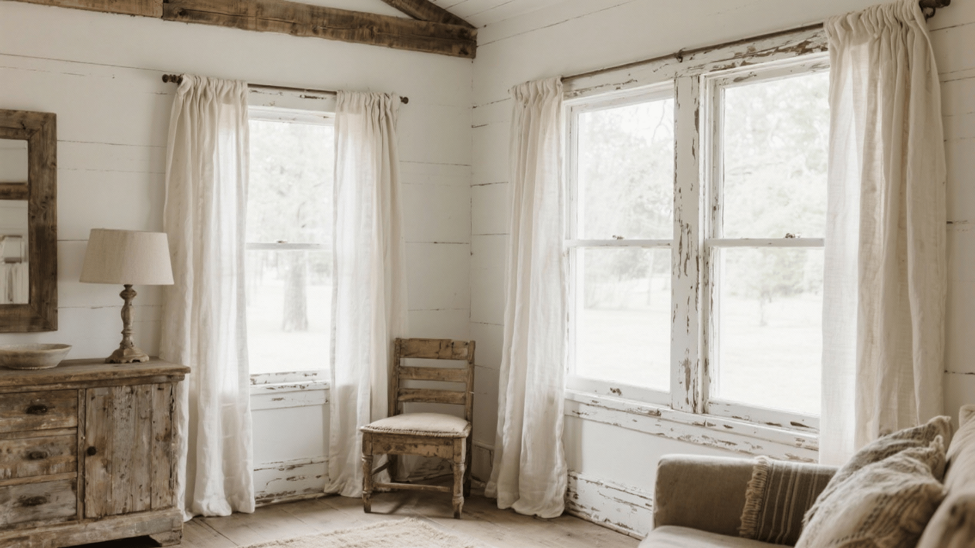 distressed white finish