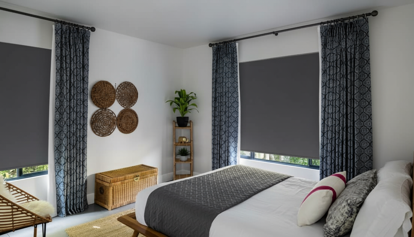 flat roman shades in bedroom