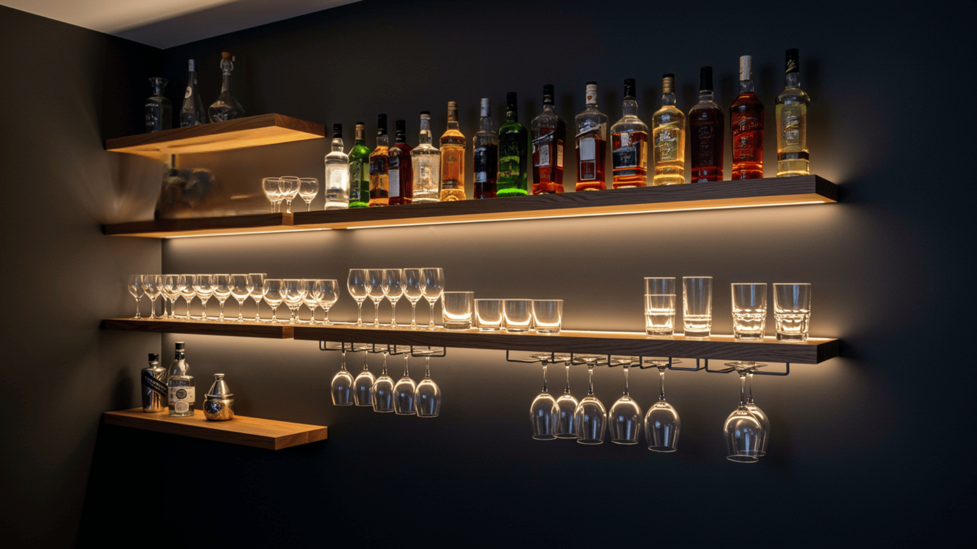 floating wall mounted bar shelves