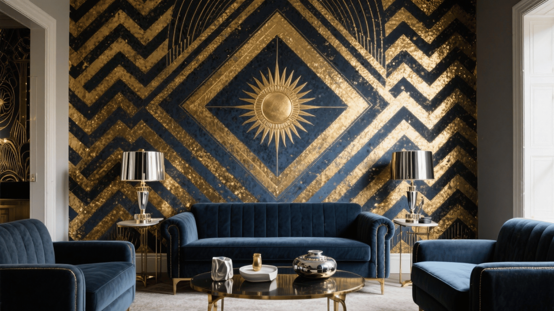 geometric wallpaper feature wall