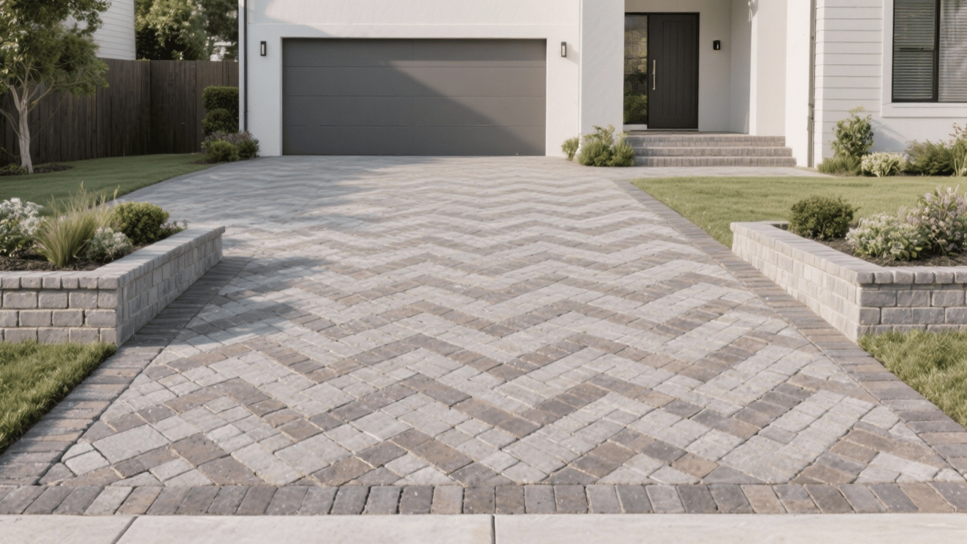 herringbone brick pattern neutral tones