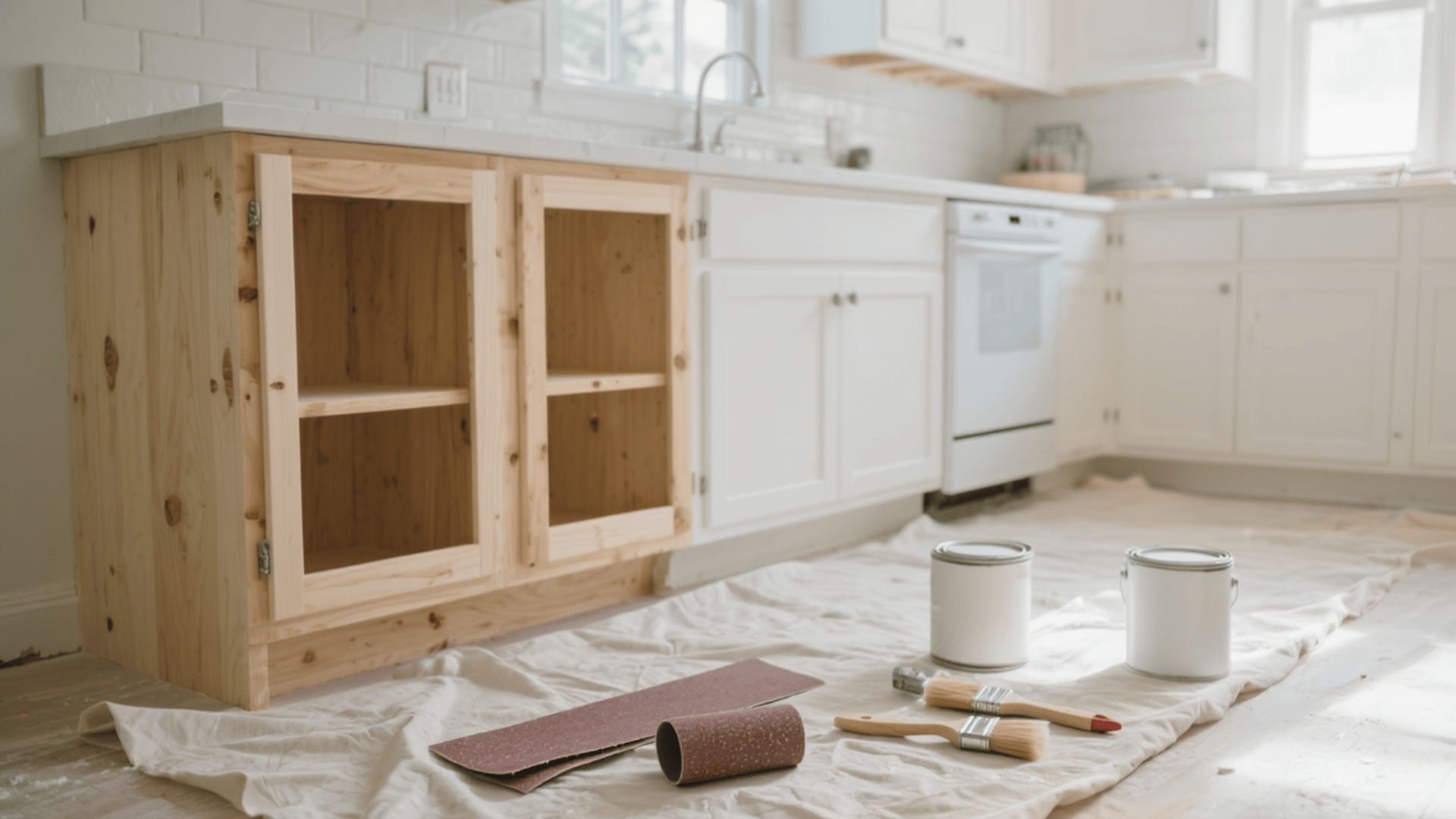 how to paint unfinished cabinets