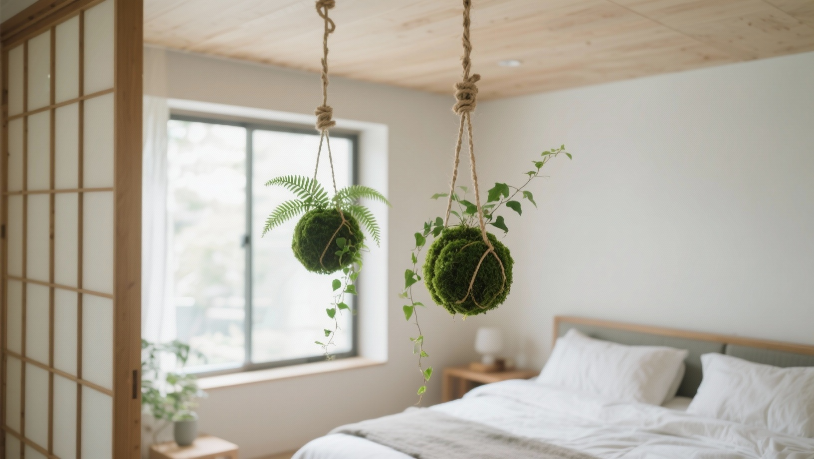 kokedama hanging moss plant