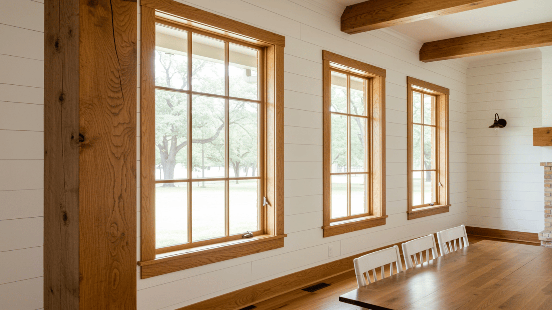 natural wood stained trim