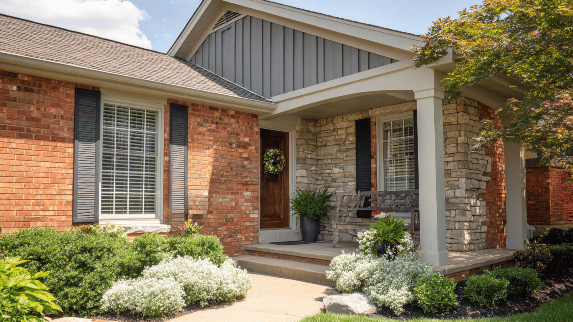 orange brick taupe or stone gray paint