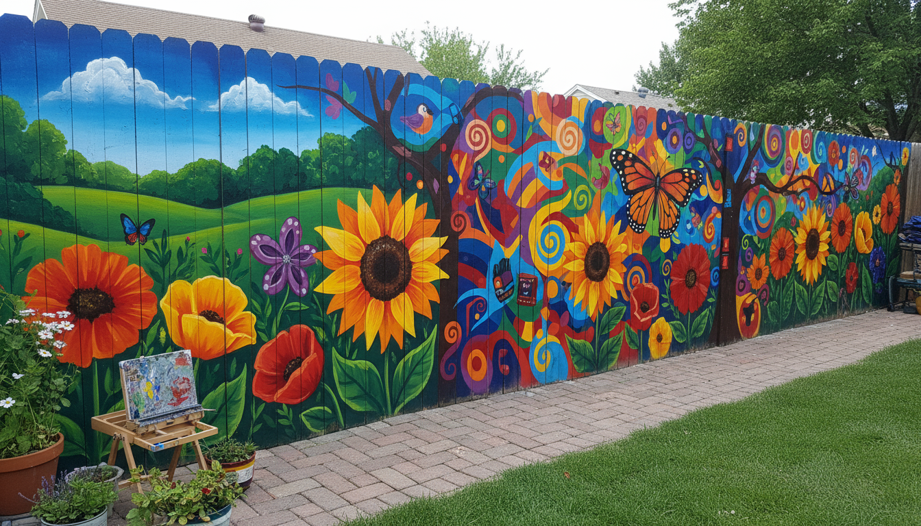 painted mural fence
