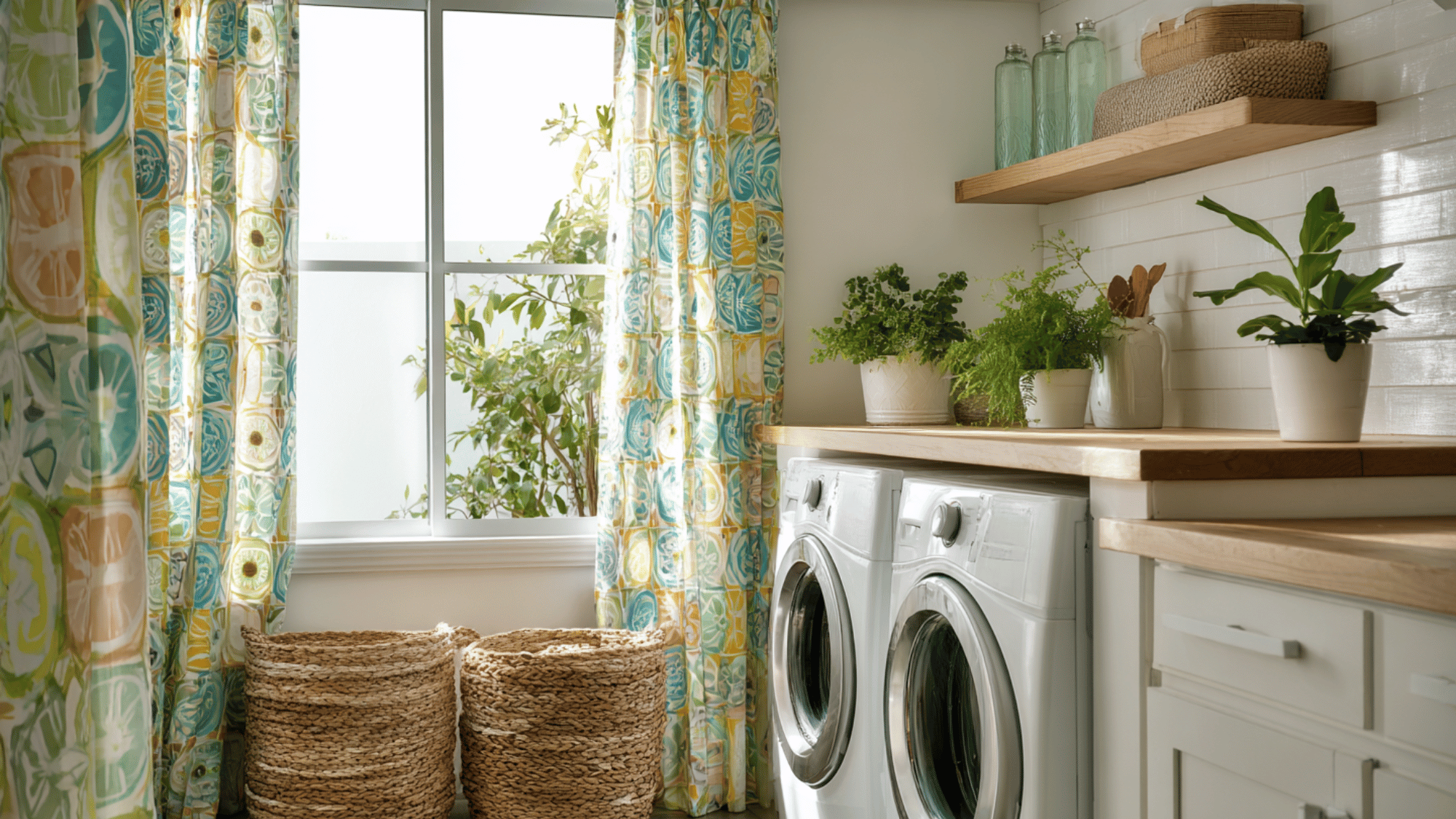 patterned curtains or valances