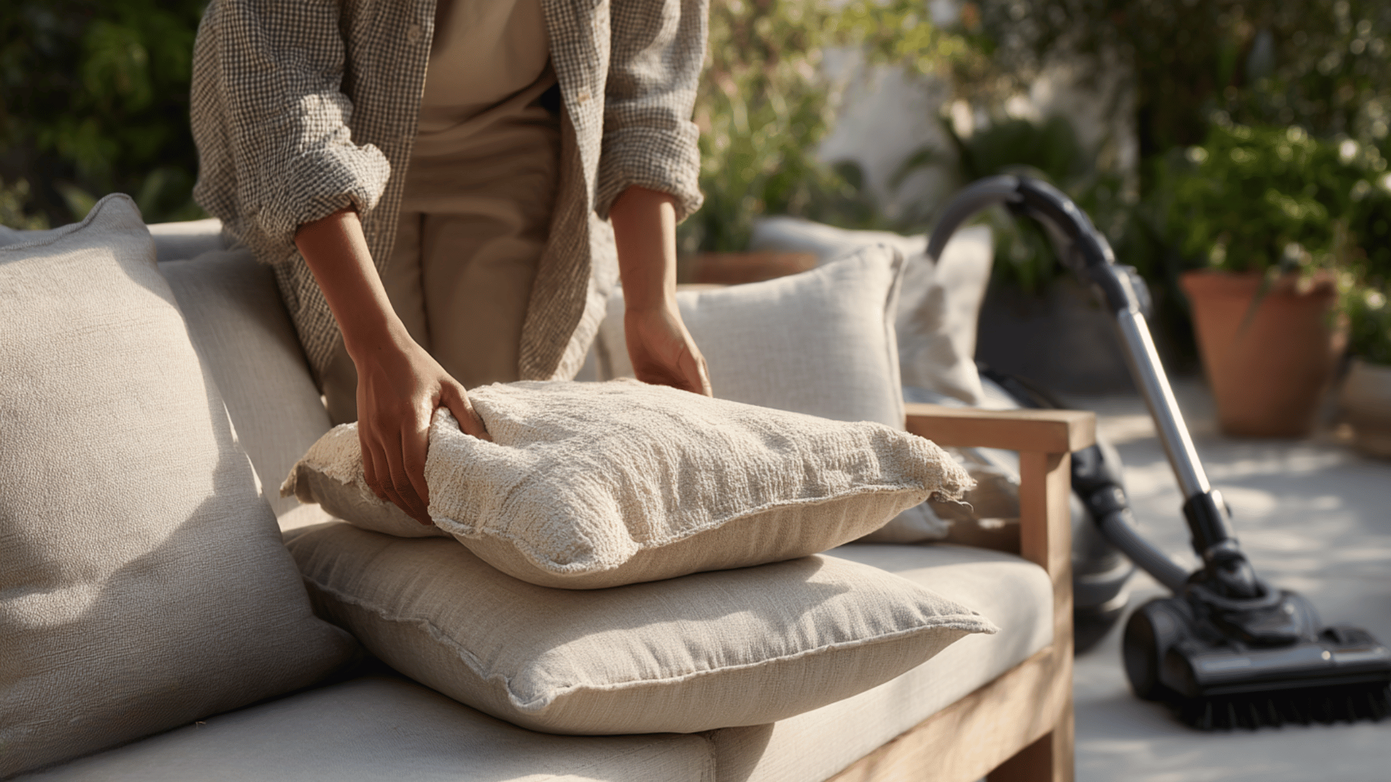 remove covers and shake off dirt