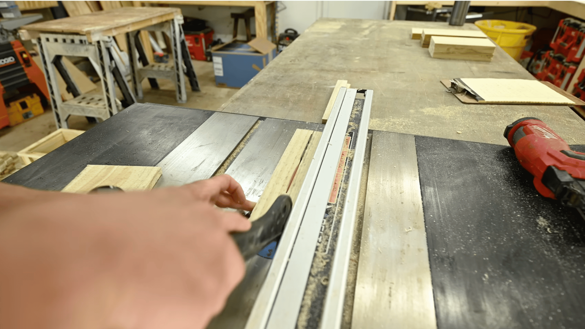 rip narrow strips for supports and legs