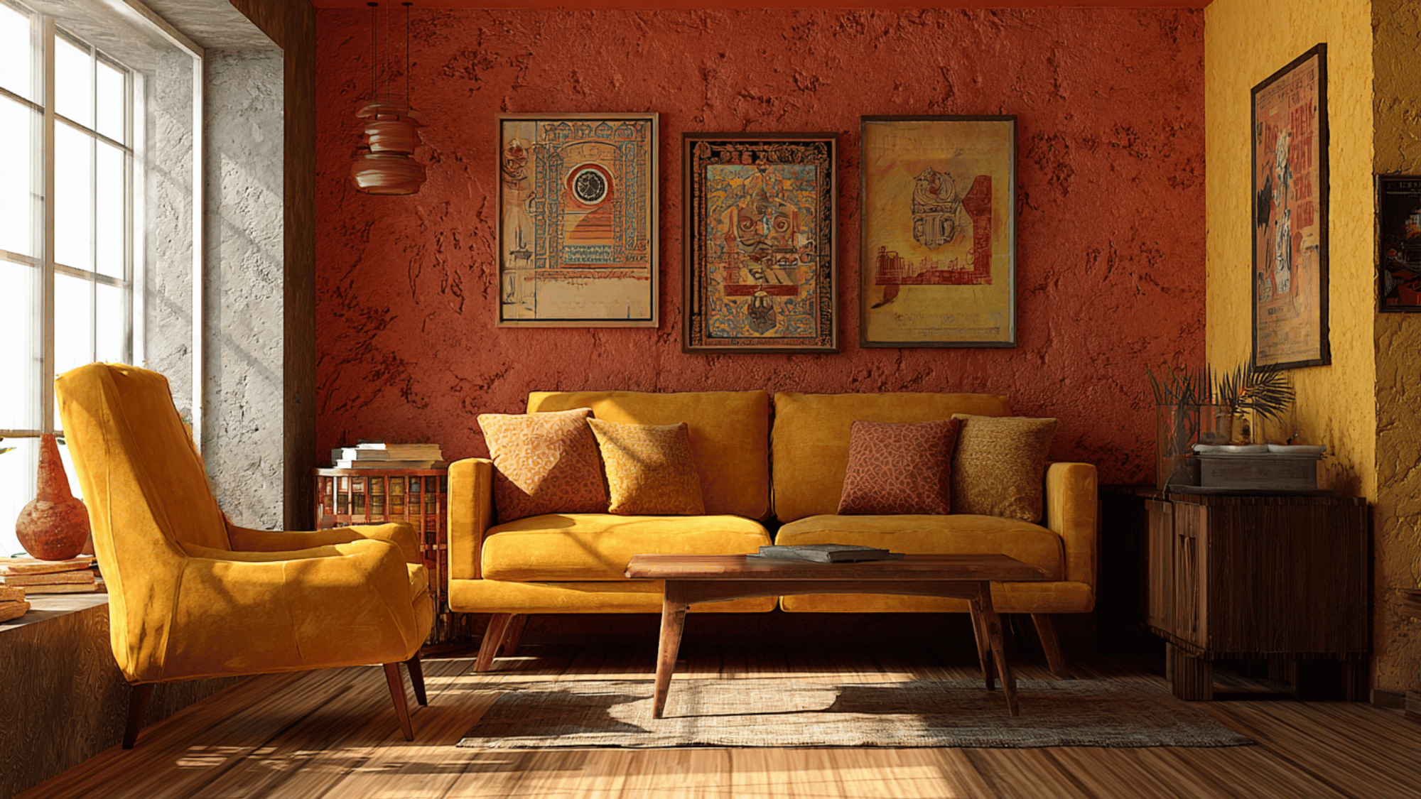 rust and mustard yellow