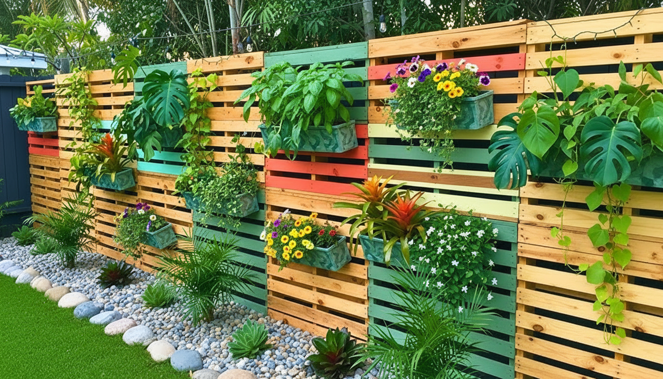 shipping pallet planter fence