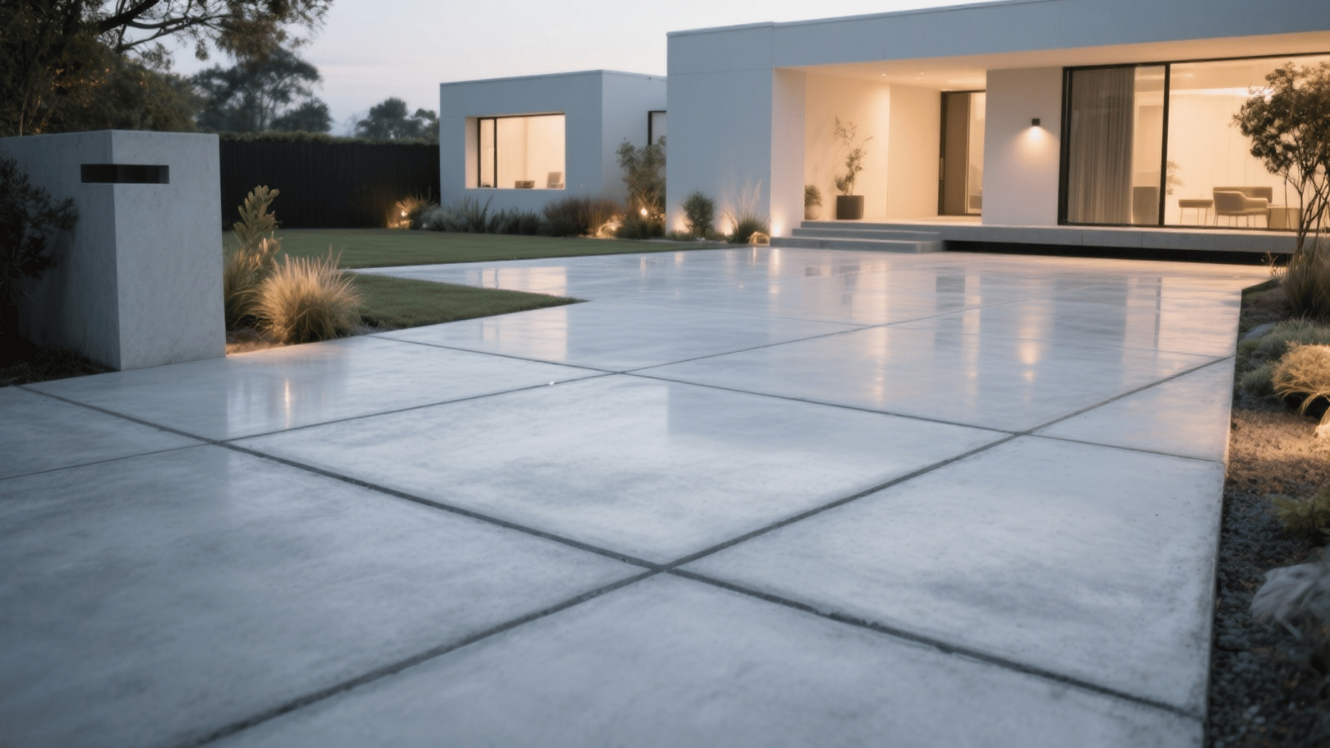 sleek poured concrete geometric cuts