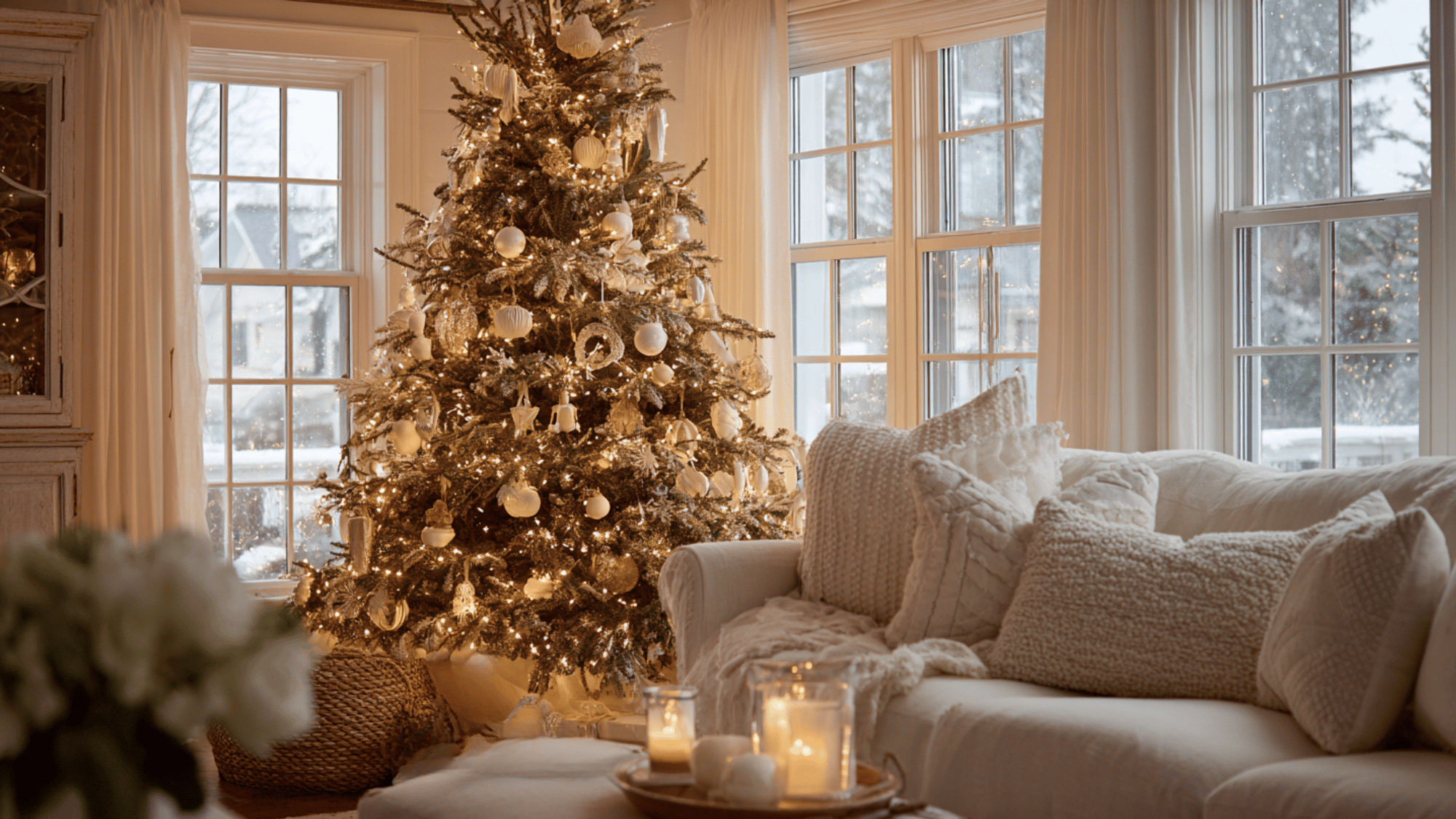 soft white lights on the tree