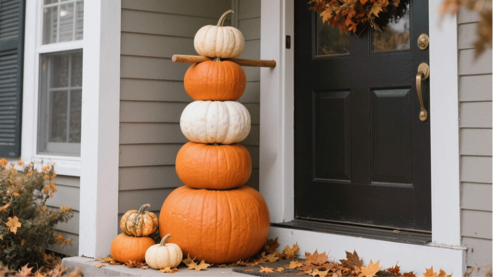 stacked pumpkin tower display