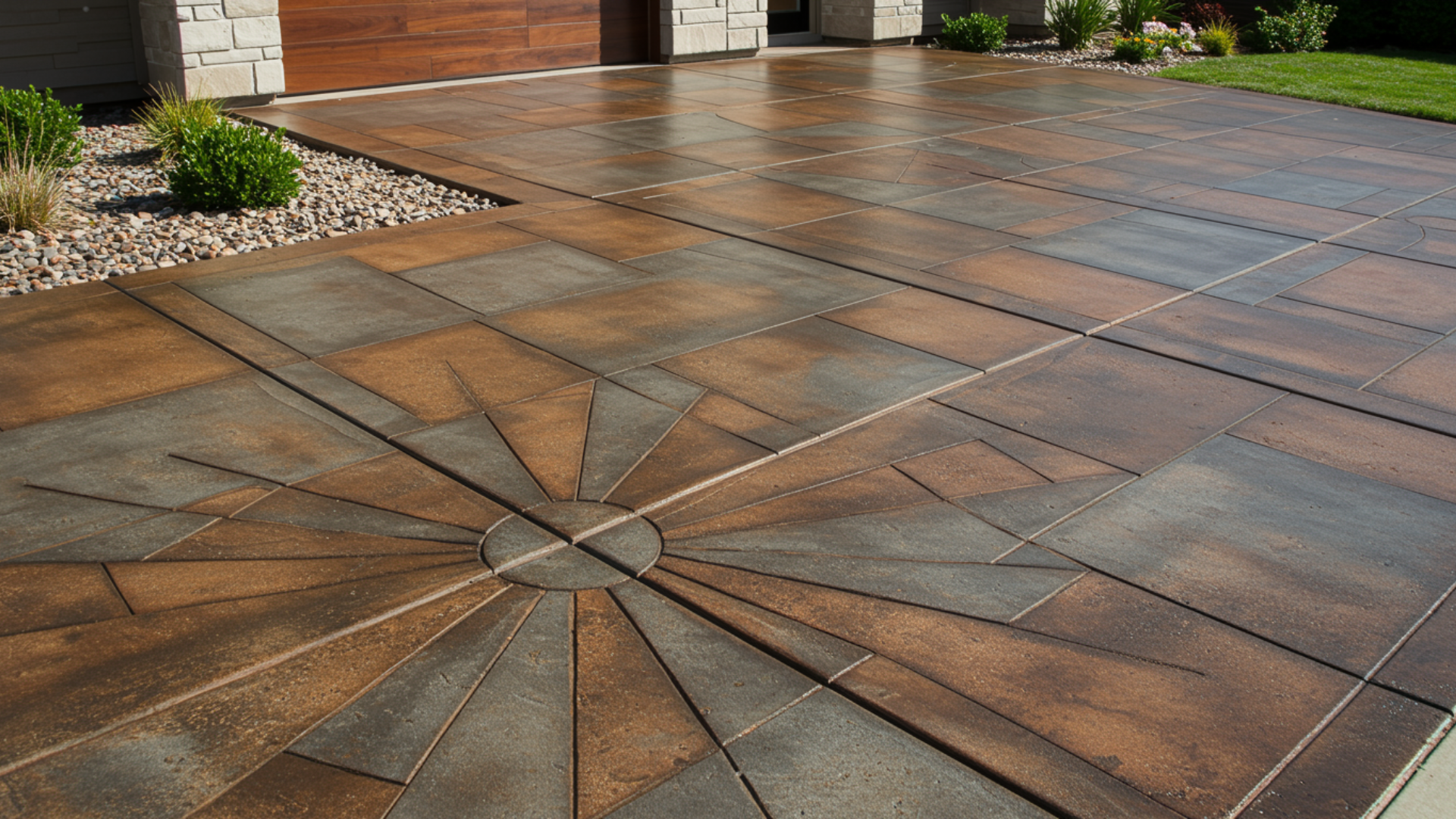 stained concrete saw cut patterns