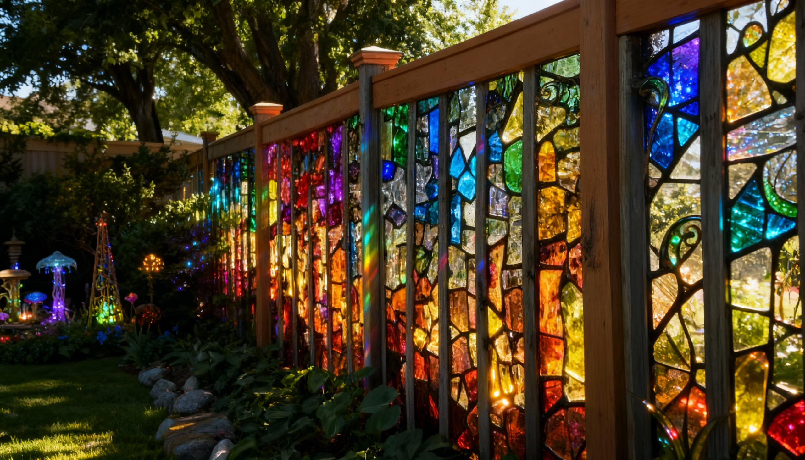 stained glass panel fence