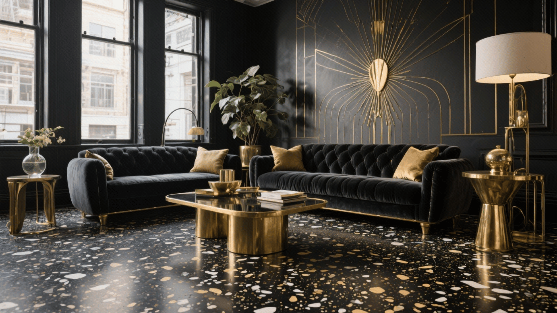 terrazo flooring accents