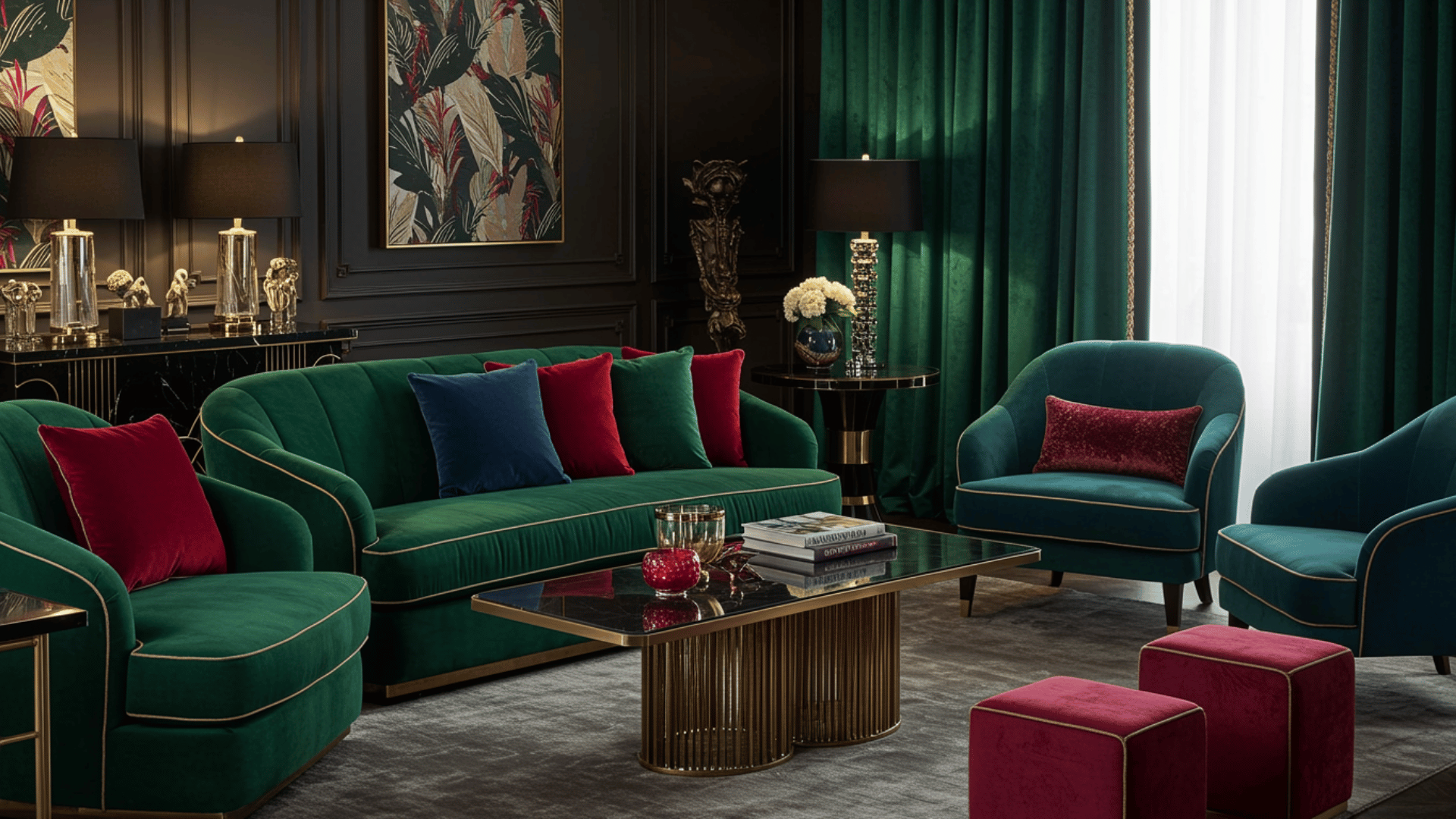 velvet upholstery jewel tones