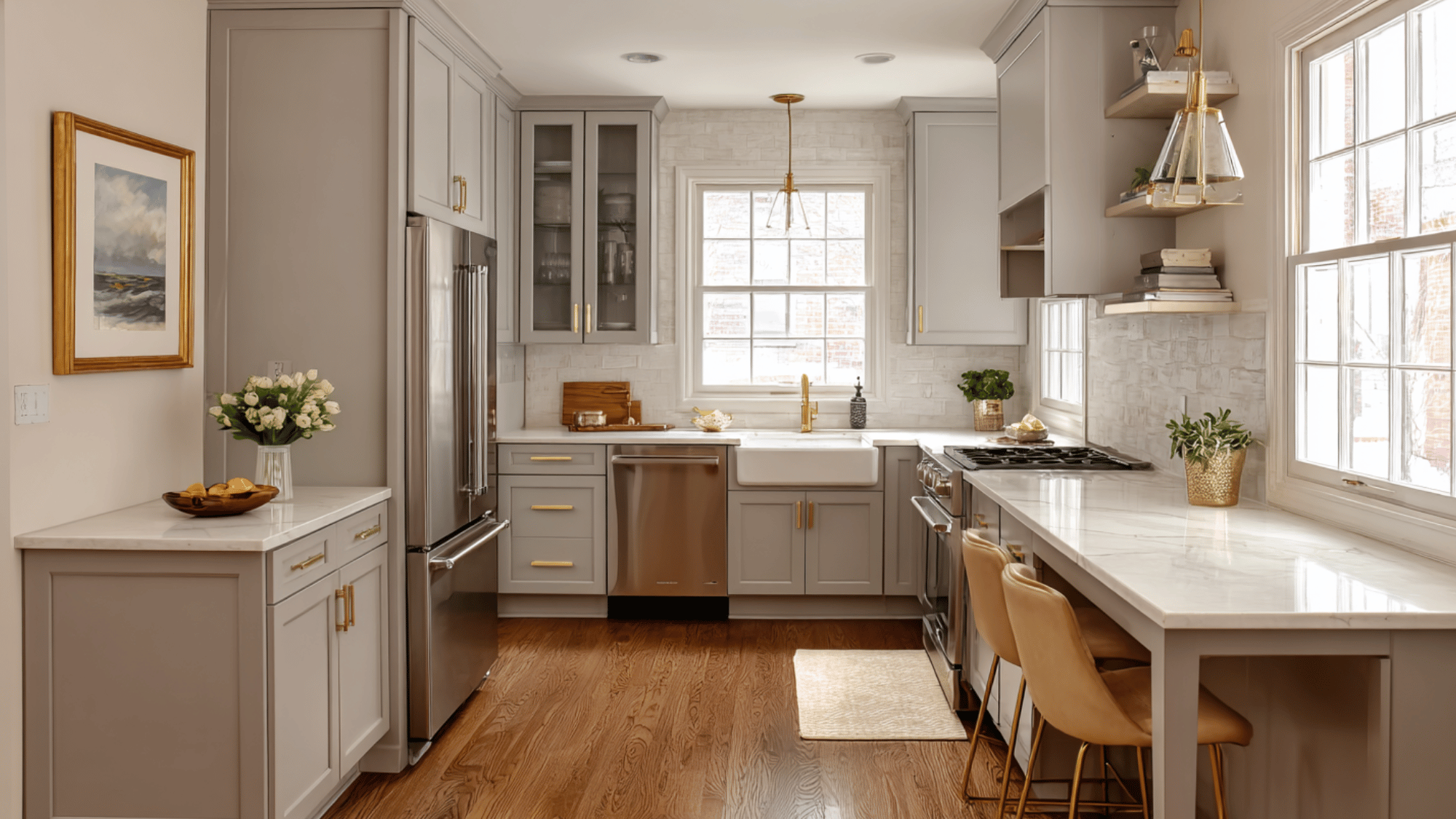 warm gray cabinets