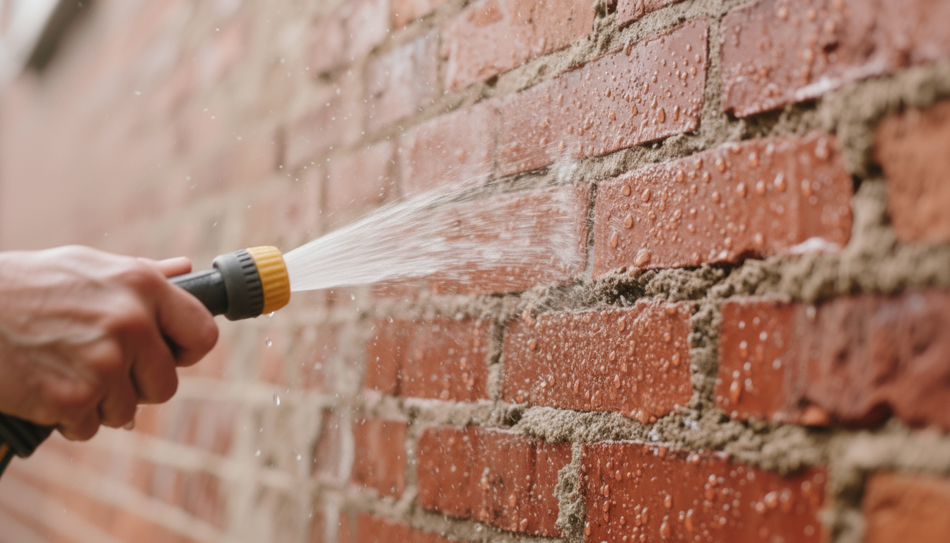 wet the brick surface