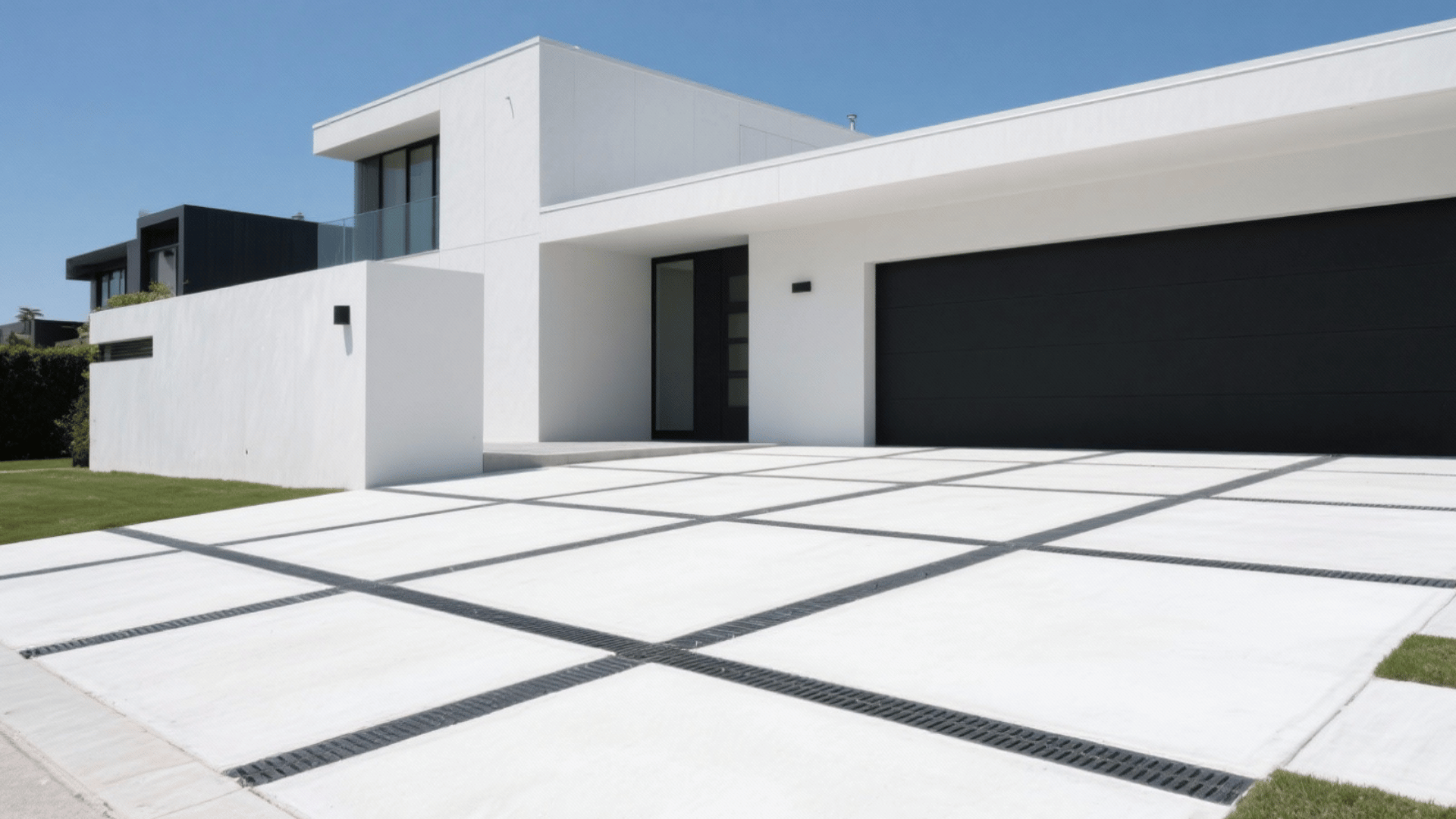 white concrete dark expansion joints